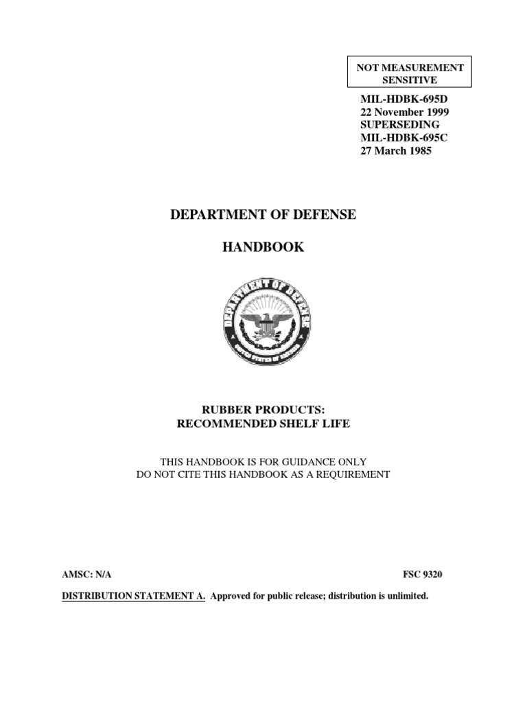 US DoD Shelf Life of Rubbers H695D2C PDF Natural Rubber Shelf Life