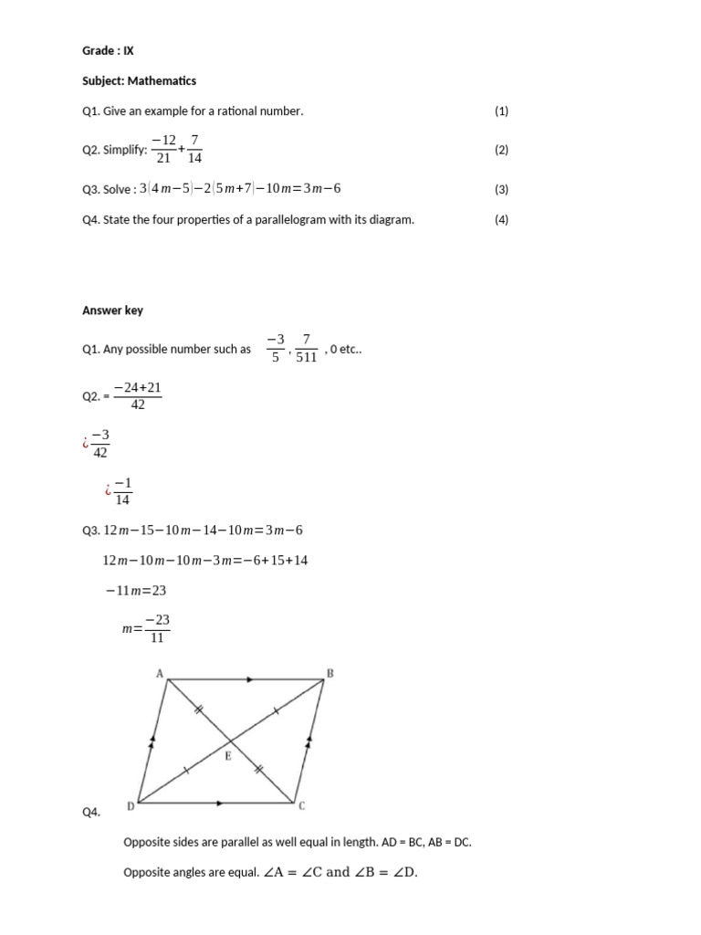 IX Math For Entrance Exam | PDF