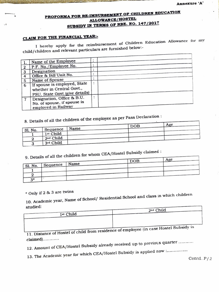 CEA Reimbursement Application Form | PDF | Social Institutions