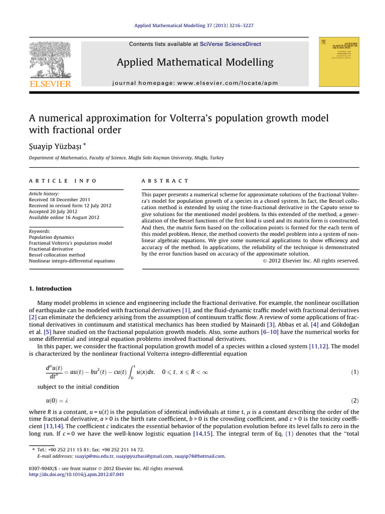 Numerical Solutions for Fractional Population Model | PDF | Numerical ...