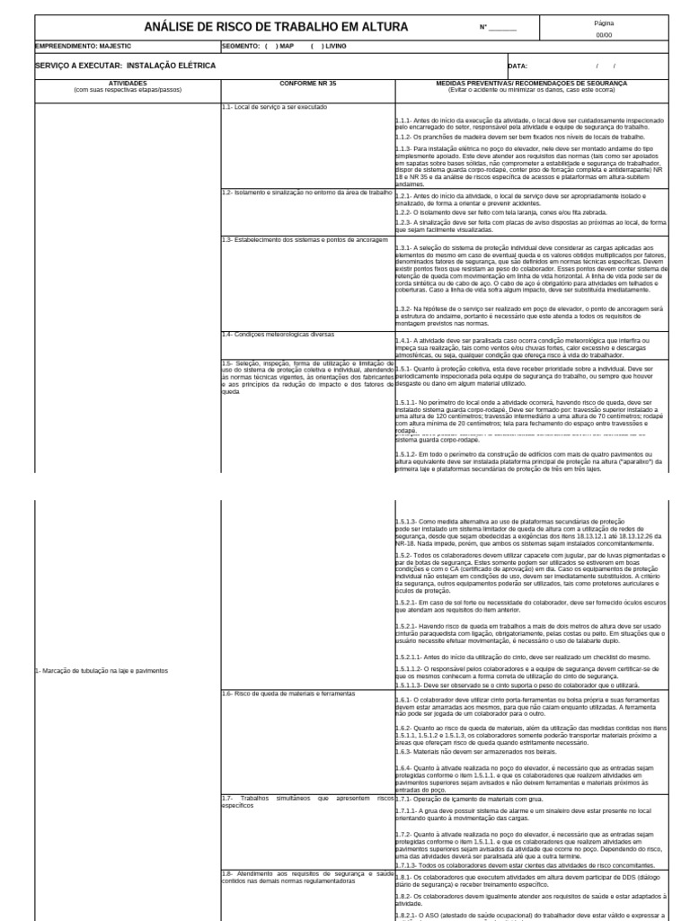 Análise de Risco em Trabalho em Altura | PDF | Vida | Ferramentas