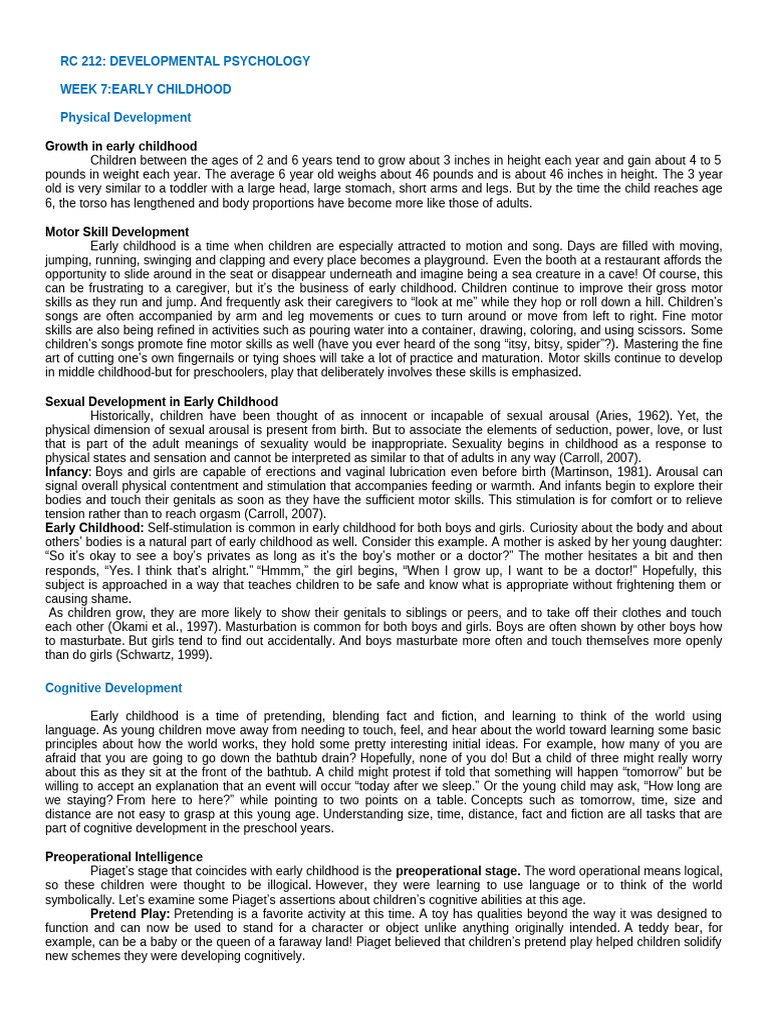 Early Childhood Development Insights | PDF | Parenting | Childhood
