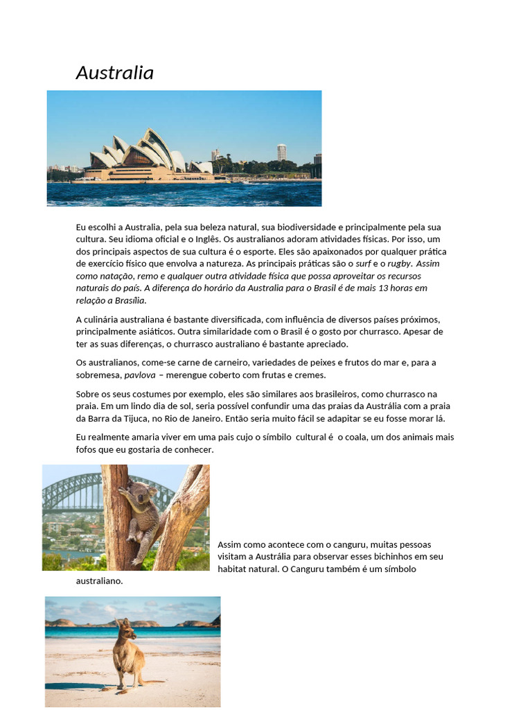 Cultura e Estilo de Vida na Austrália | PDF