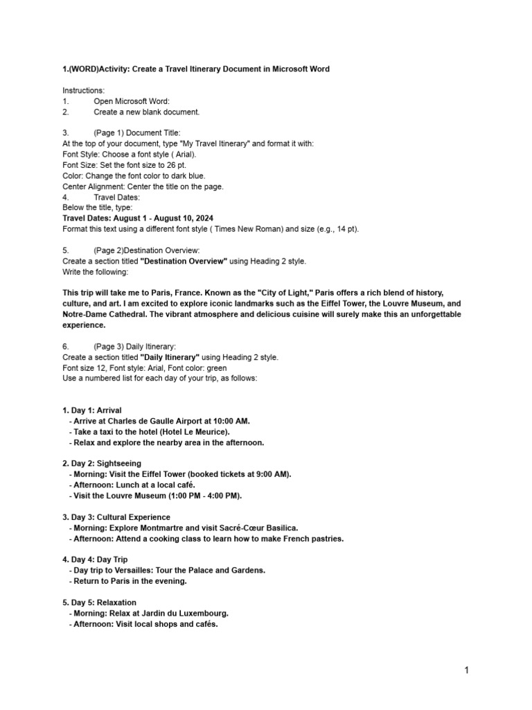 Travel Itinerary Template Guide | PDF | Microsoft Excel | Typefaces