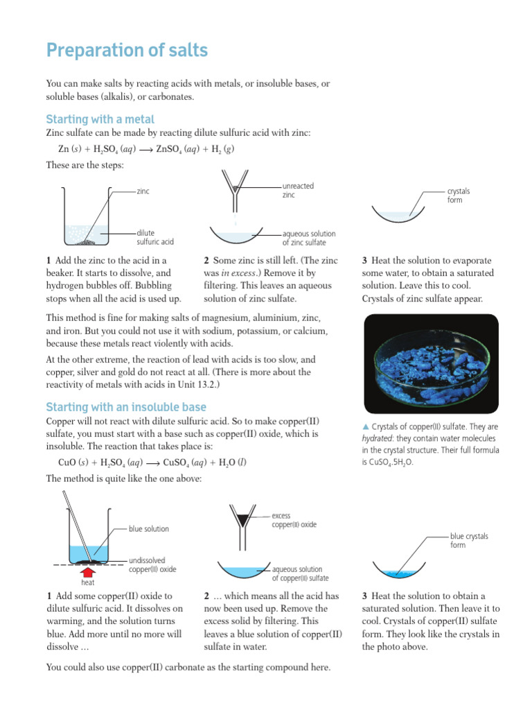 How to Make Salts: A Step-by-Step Guide | PDF | Zinc | Solubility