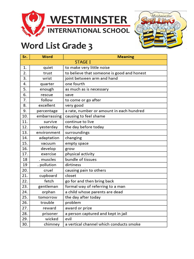 Spelling Bee Grade Iii 8 Pdf
