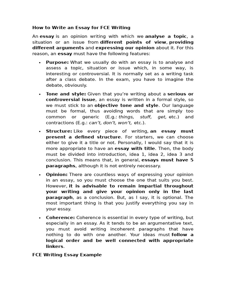 Writing an Essay for FCE Exam | PDF | Essays | Idea