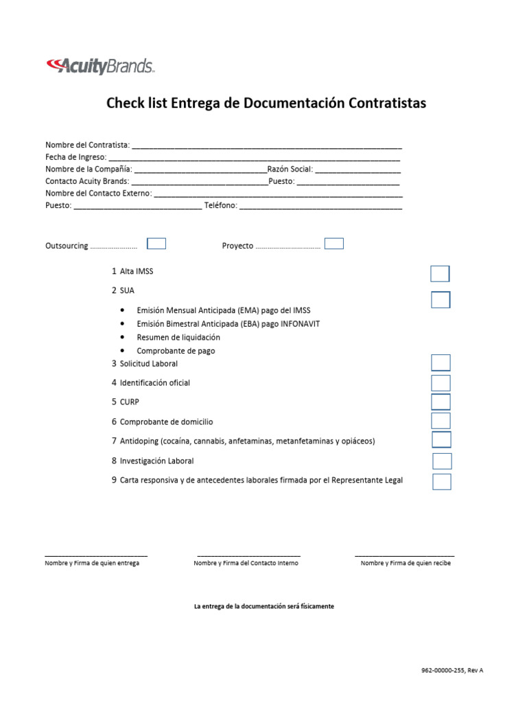 Check list Nuevo Entrega de Docum.Contratistas 2021 (1) | PDF