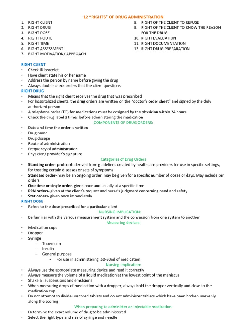 12 Rights of Medication Administration | PDF | Dose (Biochemistry ...