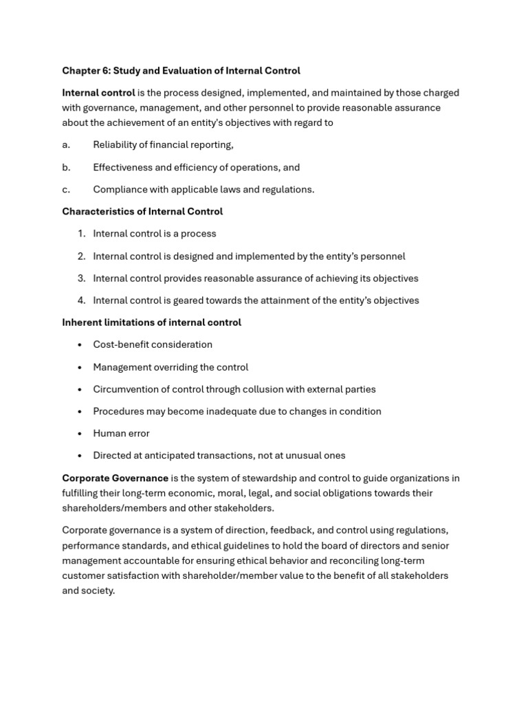 Internal Control Study and Evaluation Guide | PDF | Internal Control ...