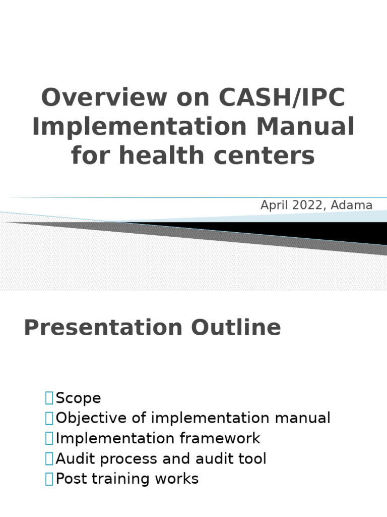 CASH-IPC Imp - Manual Overview - Draft | PDF | Sanitation | Waste ...