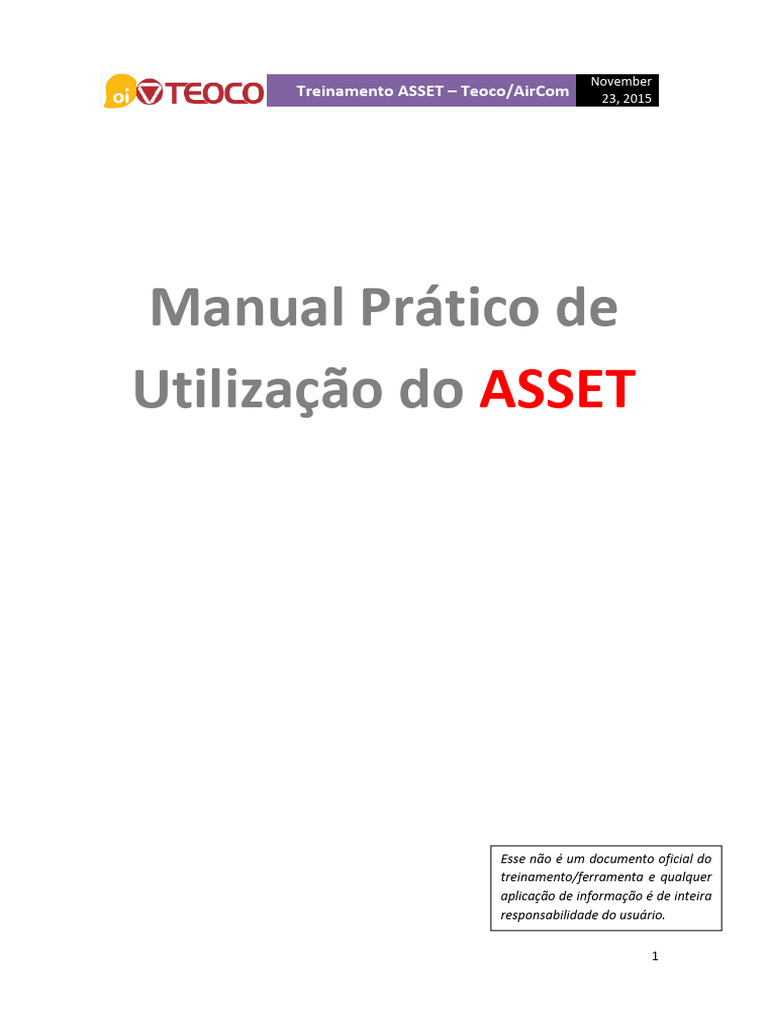 Manual Prático do ASSET Teoco/AirCom | PDF | 3G | LTE (telecomunicação)