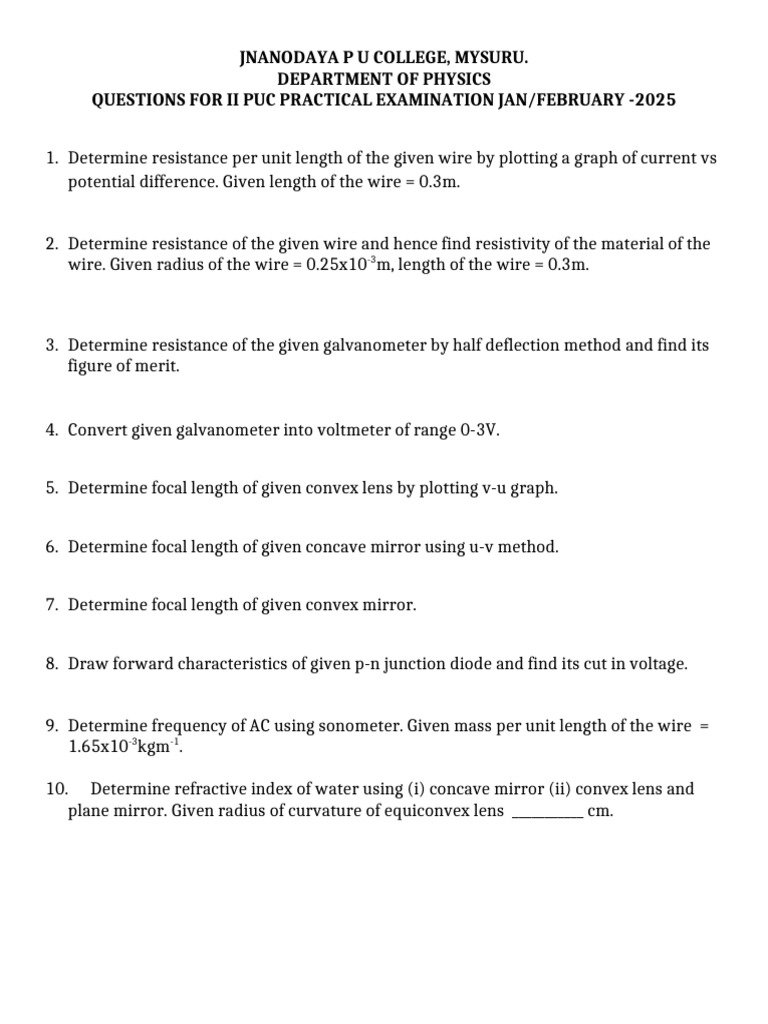 II PUC Practical Exam qns-25 | PDF