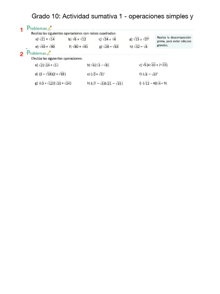 Ejercicios De Radicales Pdf
