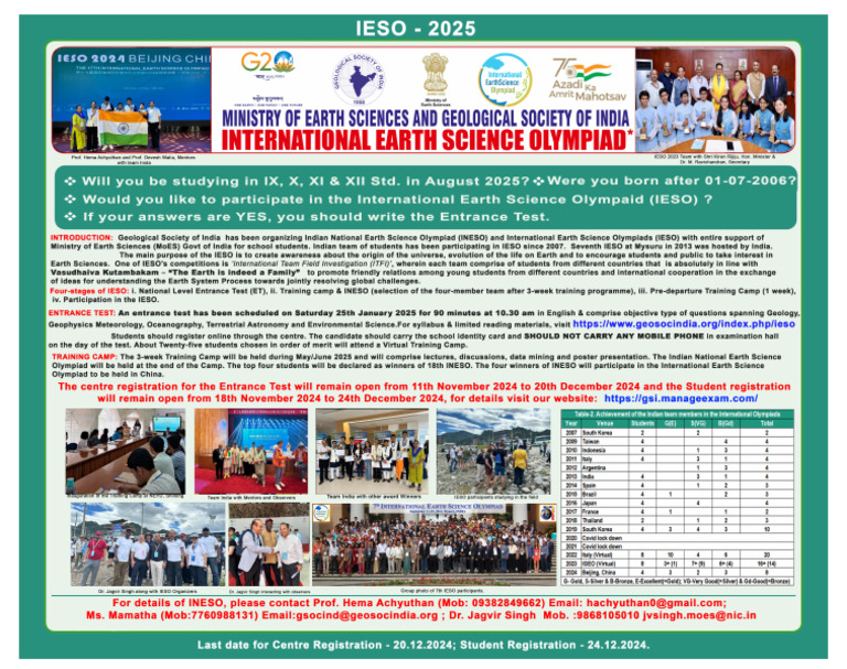 Earth Science Olympiad 2025 | PDF