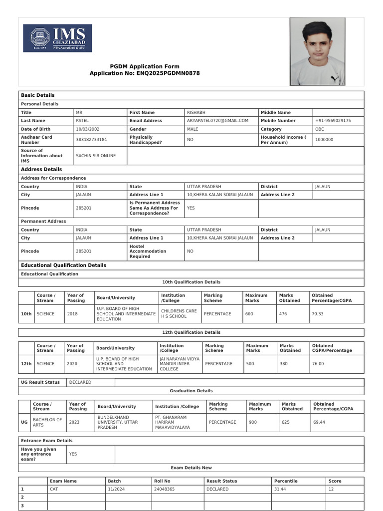 Application Form ENQ2025PGDMN0878 | PDF | Government | Justice