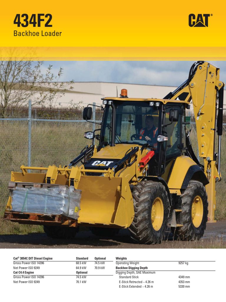 Caterpillar 434F2 Backhoe Loader Specs | PDF | Loader (Equipment ...
