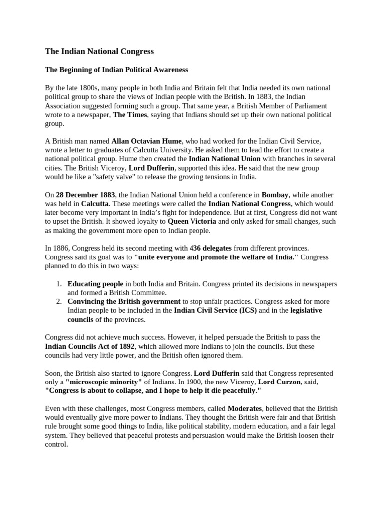 Origins of the Indian National Congress | PDF | British Raj | Partition ...