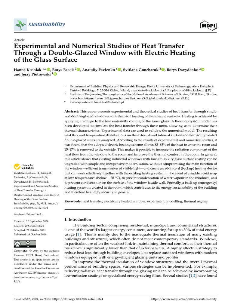 Heat Transfer in Electrically Heated Windows | PDF | Window | Building ...