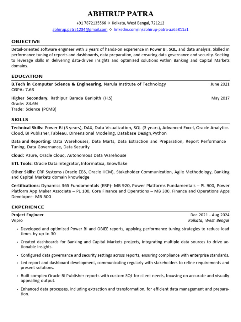 Abhirup Patra: Software Engineer Profile | PDF | Oracle Corporation | Data