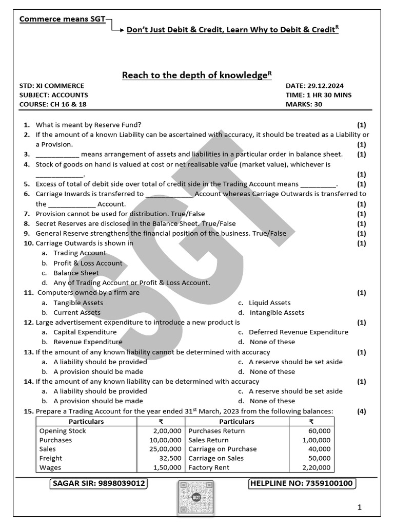 11TH CB Accs CH 16&18 29.12.24 | PDF | Expense | Debits And Credits