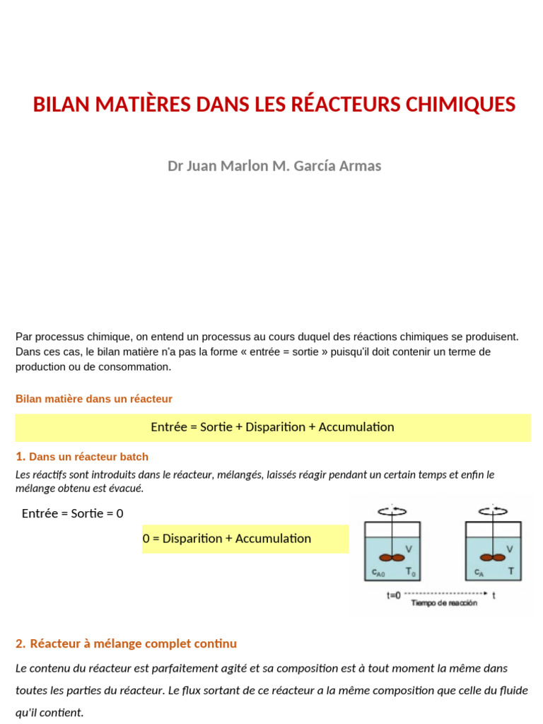 Bilan matière dans les réacteurs chimiques | PDF | Combustible ...