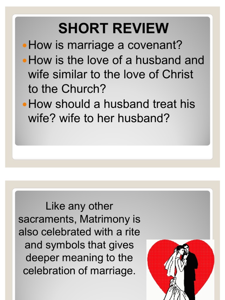 Grade 5 The Rite and Symbols in the Sacrament of Matrimony