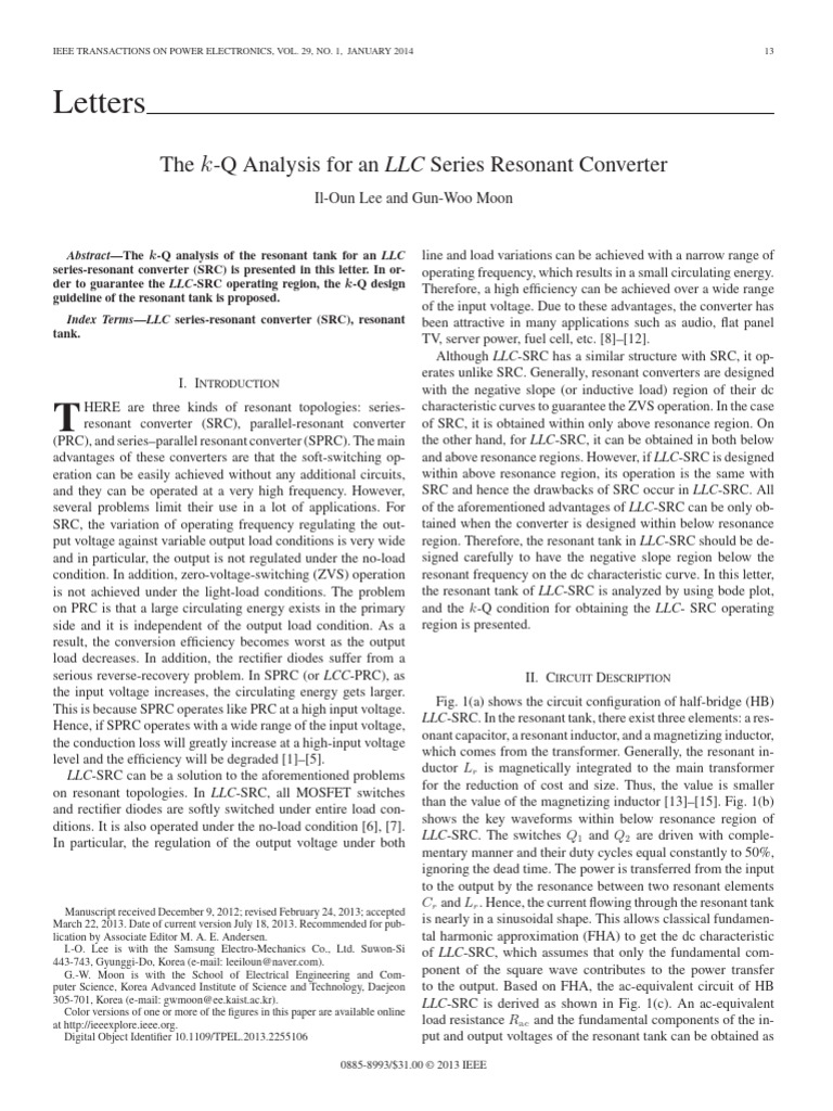 5) The K-Q Analysis For An LLC Series Resonant Converter | PDF ...