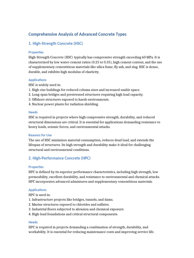 Advanced Concrete Types Explained | PDF | Concrete | Cement