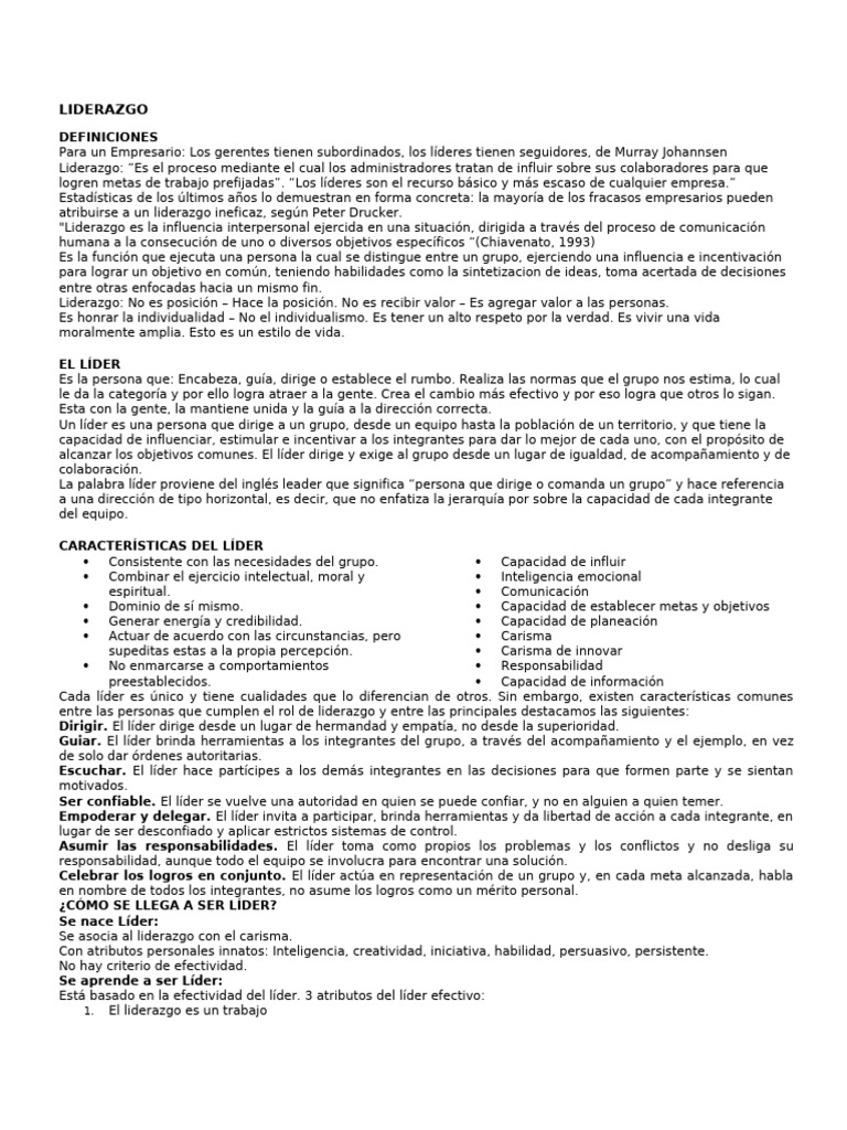 Características y Claves del Liderazgo | PDF | Liderazgo | Desarrollo ...