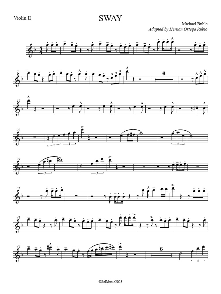 Sway Violin Sheet Music and Notes | PDF | Violin | String Instruments