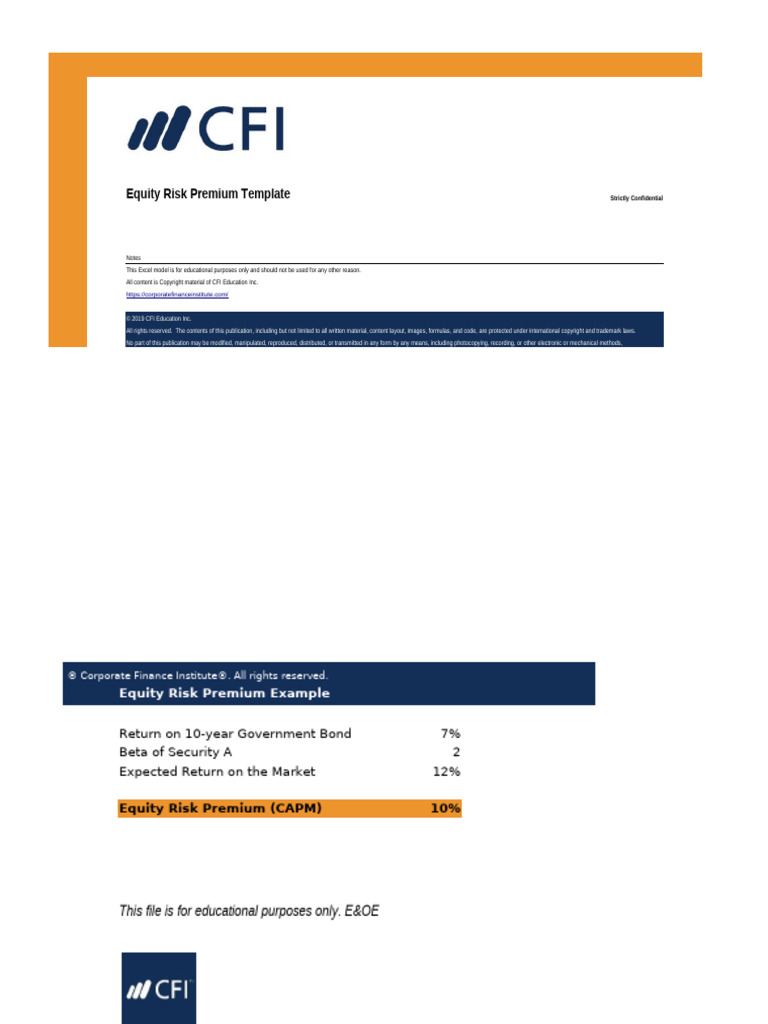 Equity Risk Premium Template | PDF