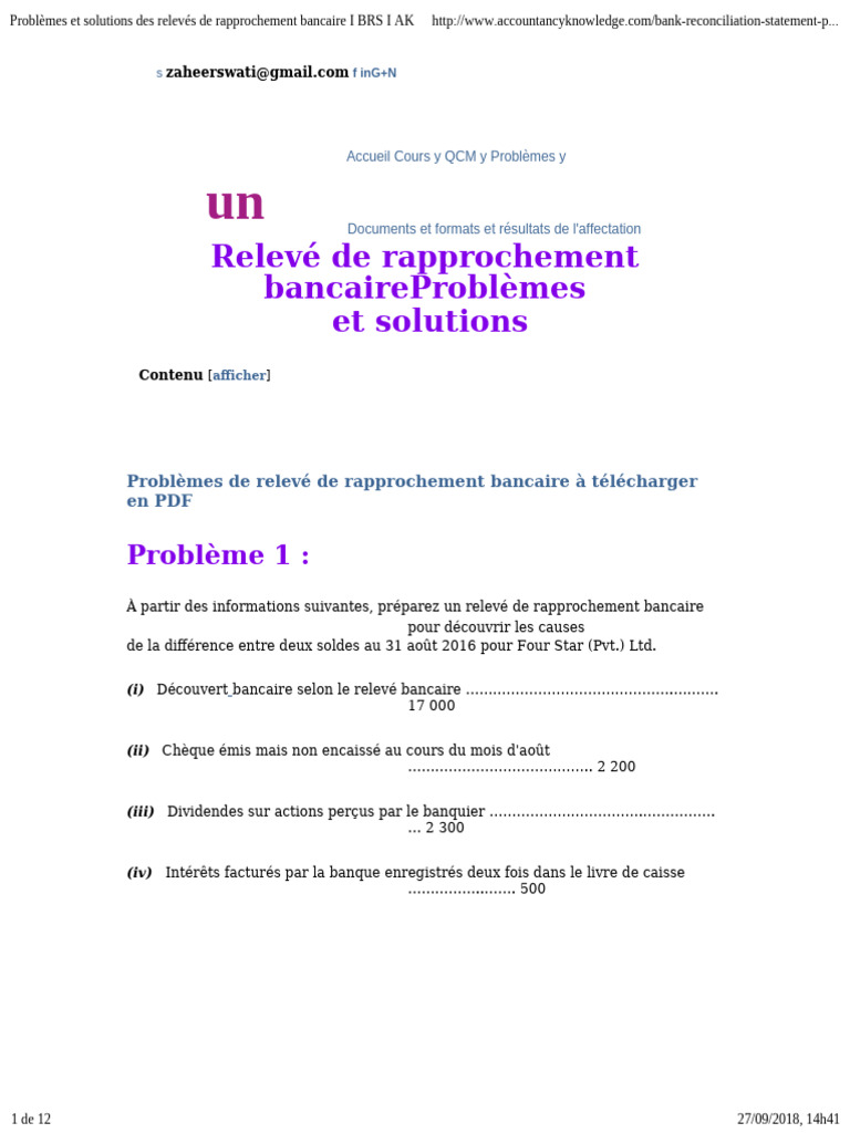 Rapprochement bancaire pour taxis | PDF | Comptabilité analytique ...