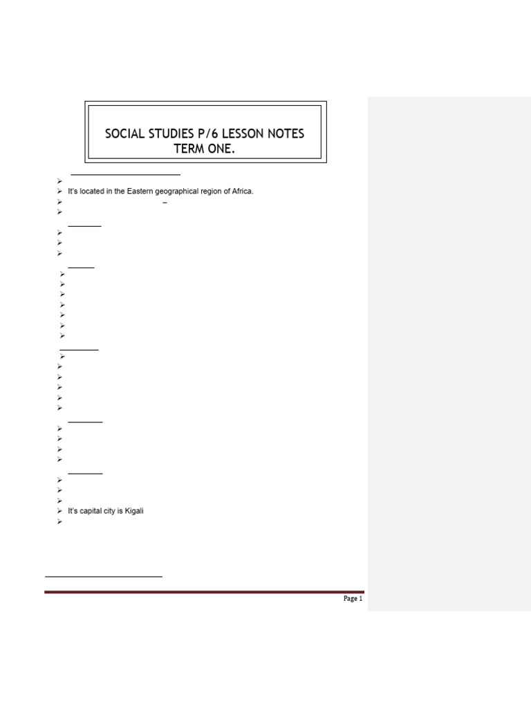 Social Studies P_6 Lesson Notes | PDF | East Africa | Equator