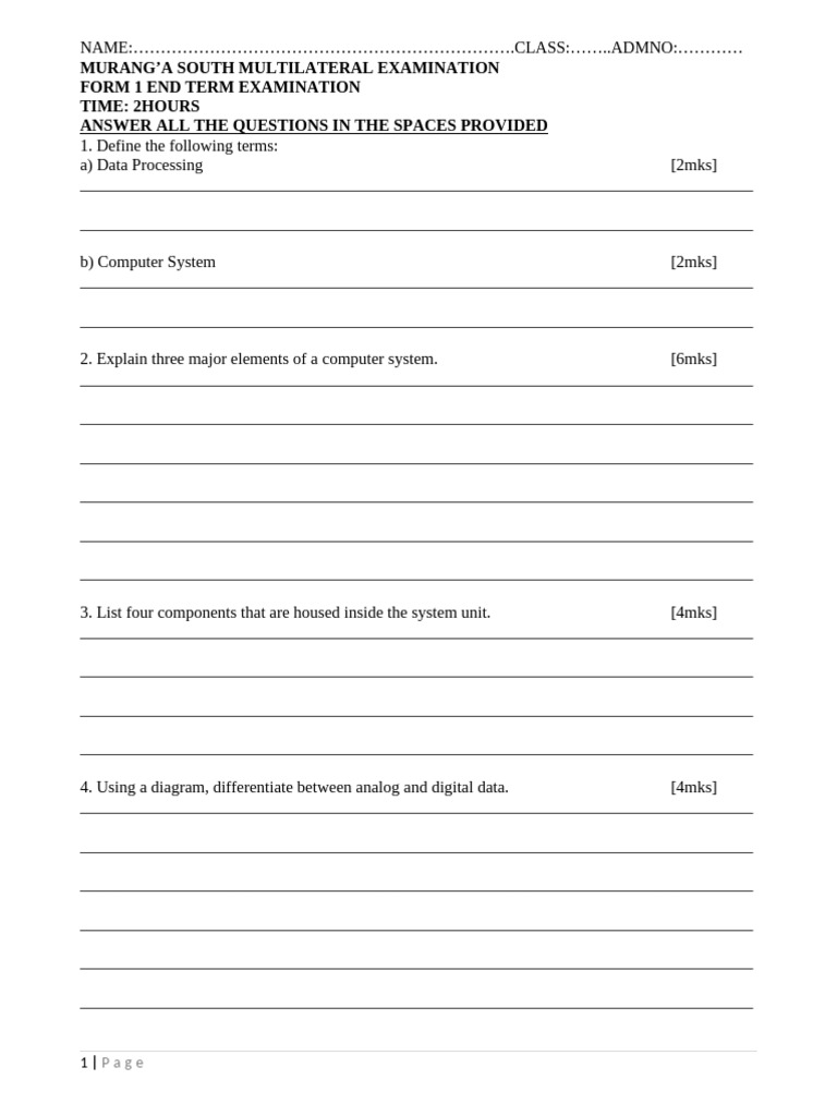 Computer Studies F1T2 2024 QS | PDF | Manufactured Goods | Computer ...