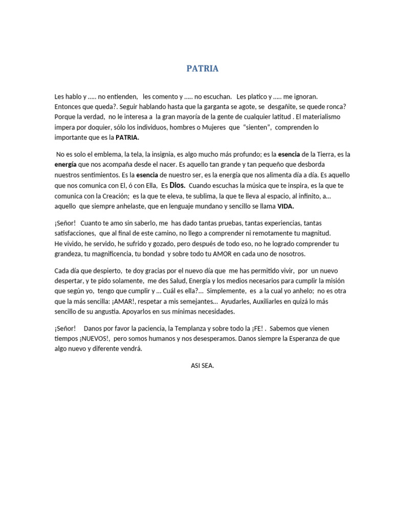 La Esencia de la Patria y el Amor | PDF