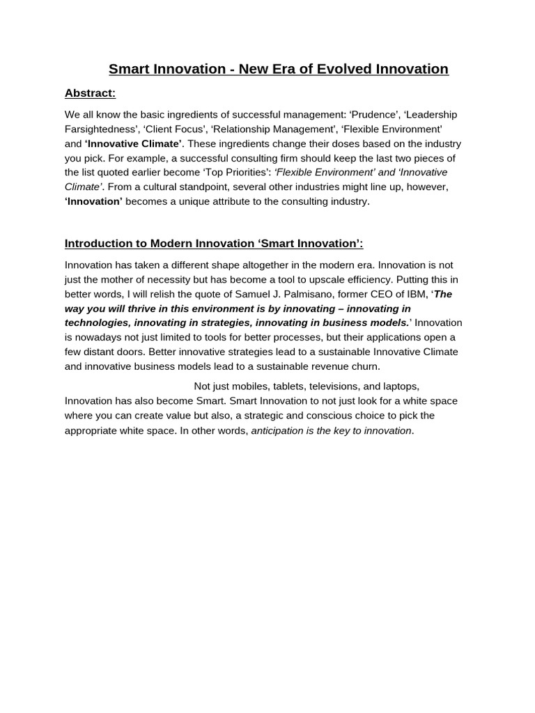 Smart Innovation: Key to Business Success | PDF | Innovation | Economies