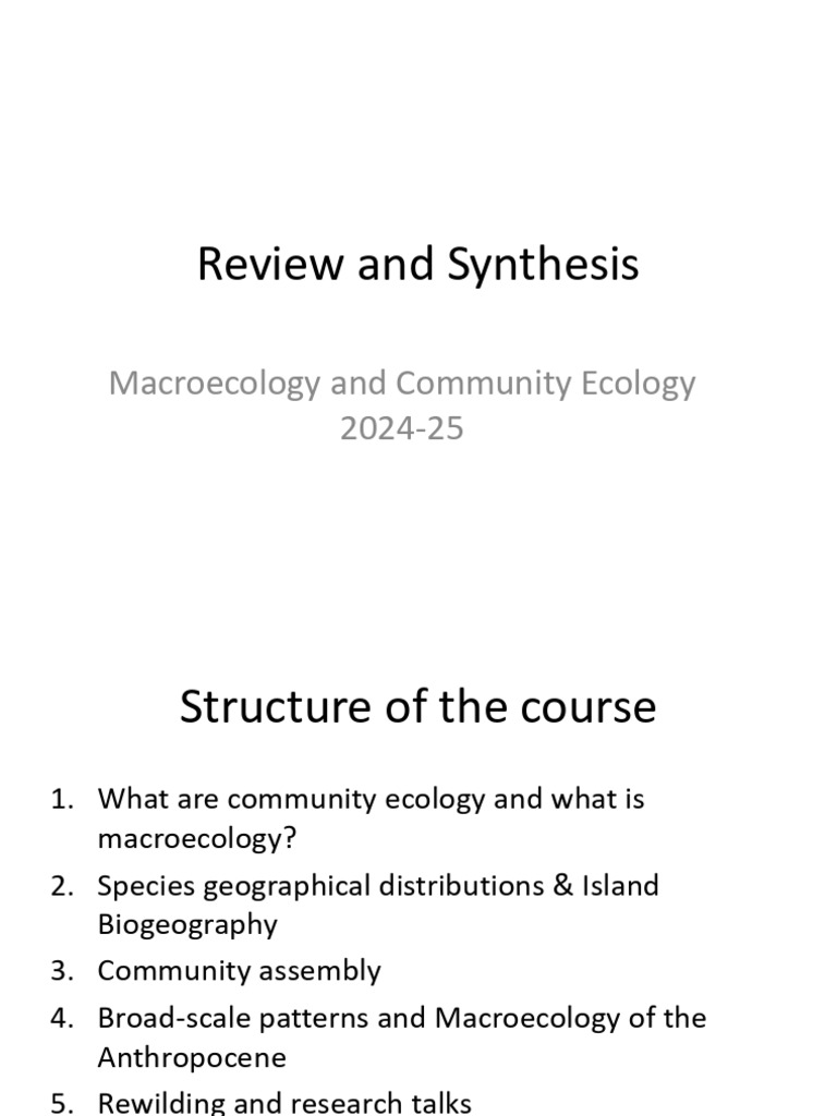 Community and Macroecology Overview | PDF | Ecology | Ecological ...