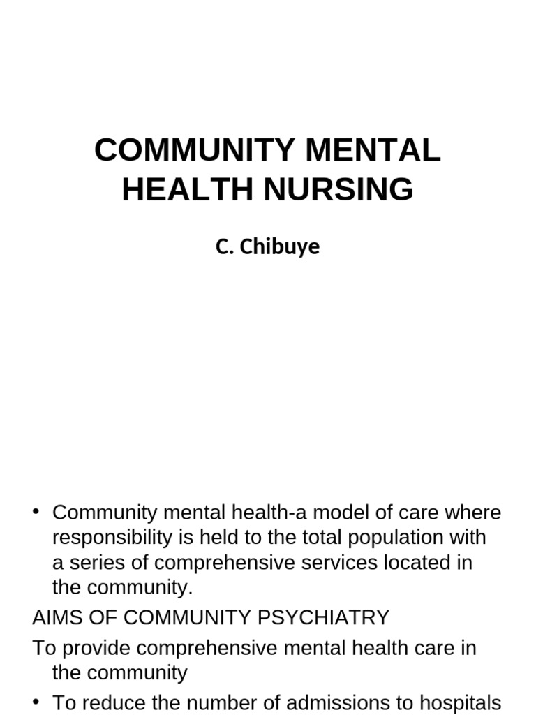 Community Mental Health Nursing Overview | PDF | Mental Health | Psychiatry