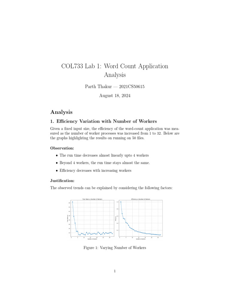 Word Count App: Worker Efficiency Analysis | PDF | Parallel Computing ...