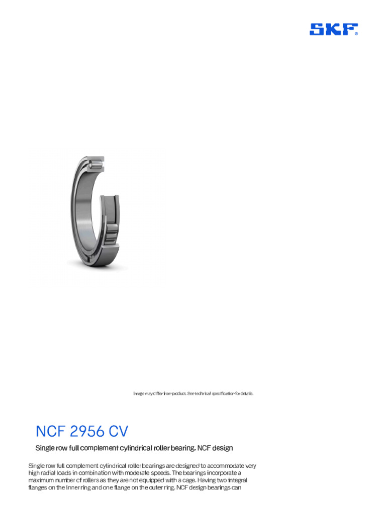 NCF 2956 CV - Cylindrical Roller Bearings - SKF | PDF