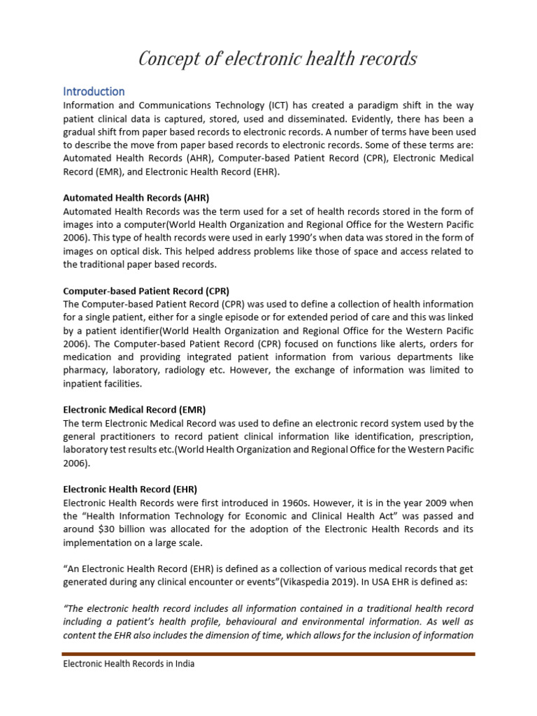 EHR Standards for India 2016 Overview | PDF | Electronic Health Record ...