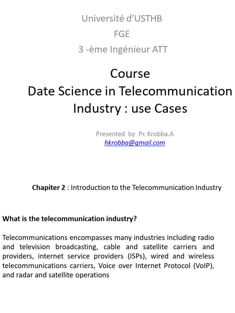 Chapiter 2 - Introduction To The Telecommunication Industry | PDF ...
