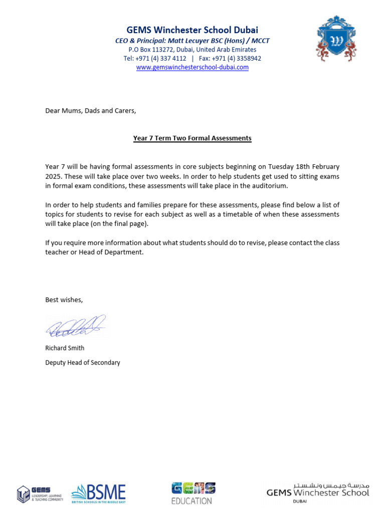 Year 7 Assessment Guide - GEMS Dubai | PDF | Adverb | Linguistics