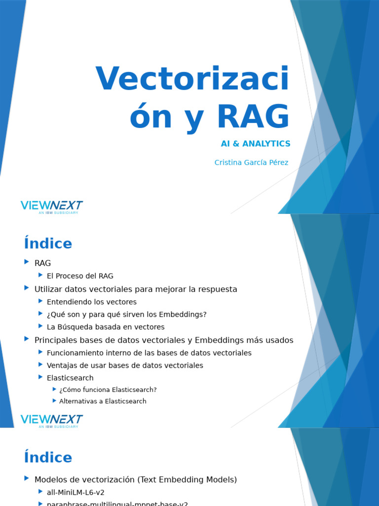Vectorización y RAG en IA y Analytics | PDF | Bases de datos | Vector ...