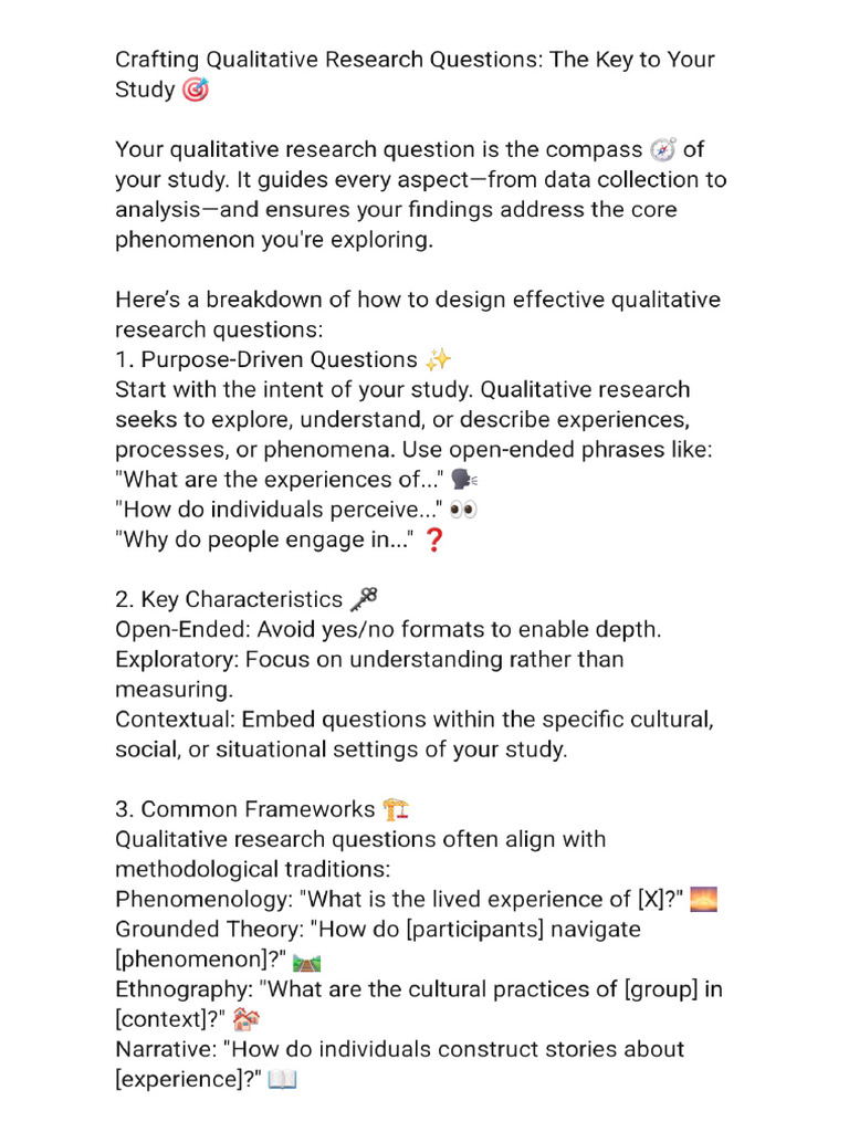 Qualitative Research Questions | PDF