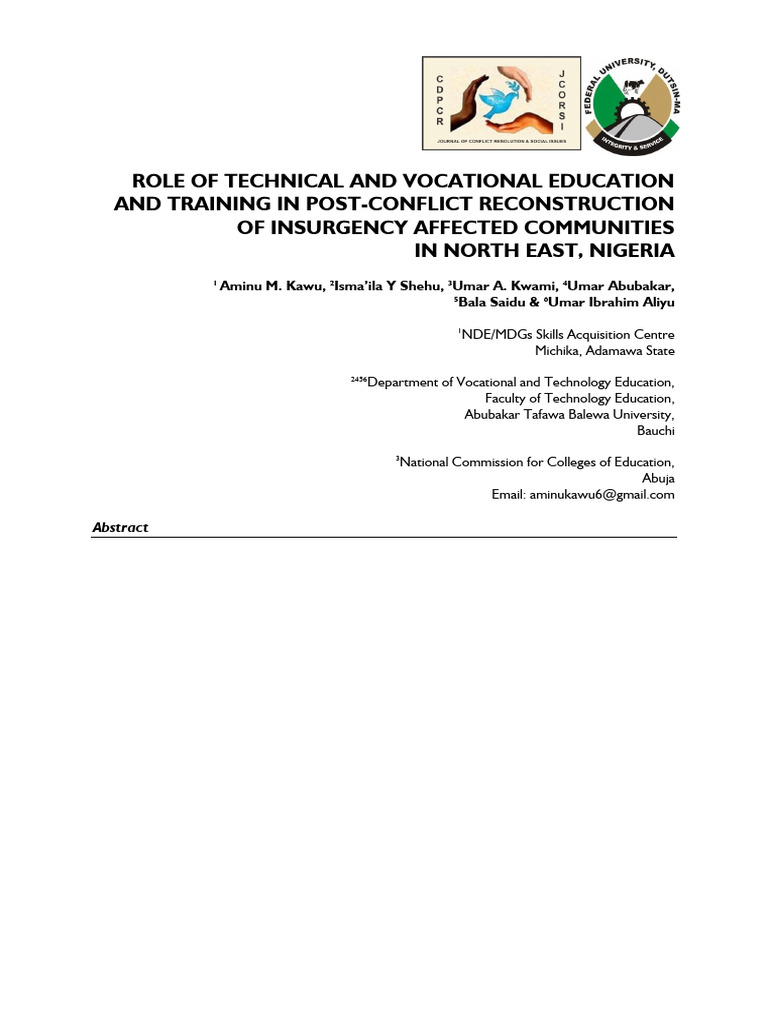 Role of Technical and Vocational Education and Training in Post ...