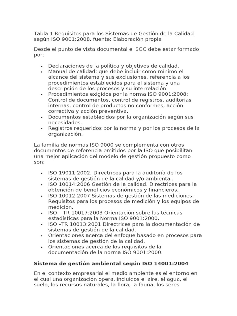 Requisitos ISO 9001 y Gestión Ambiental | PDF | Gestión de la calidad ...