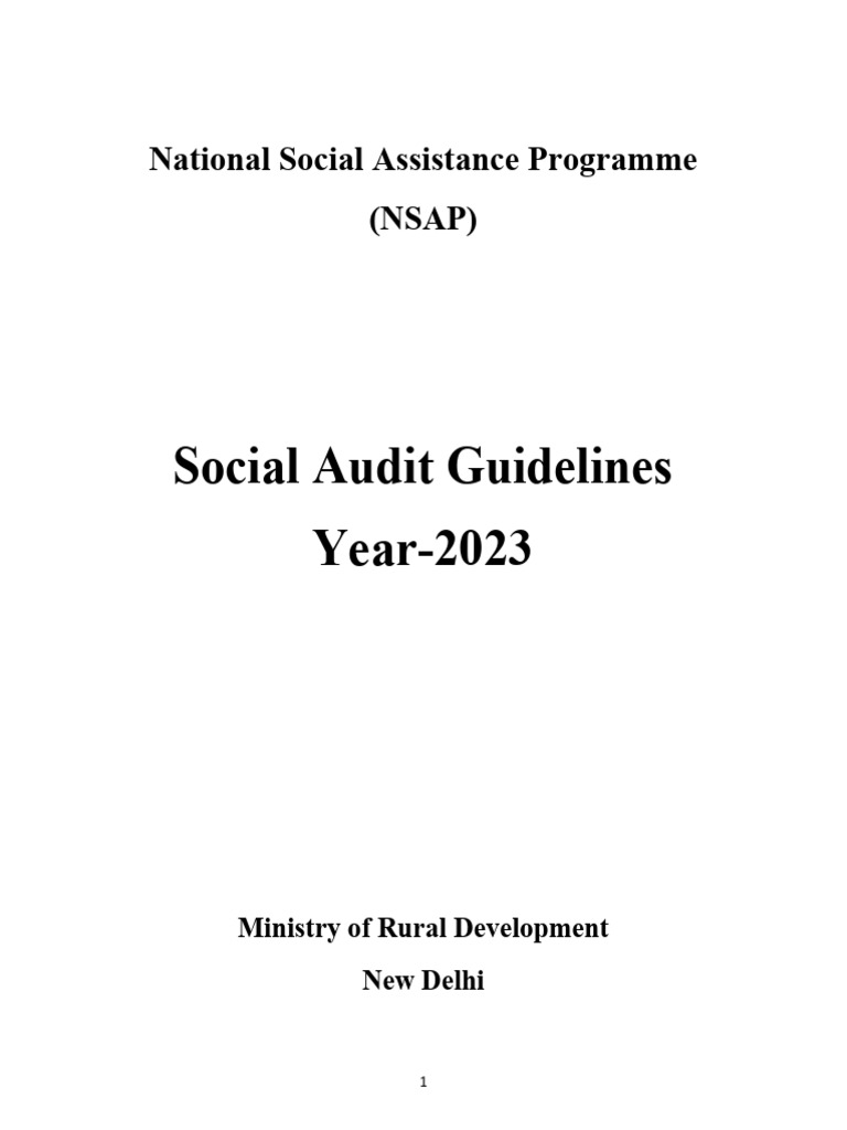NSAP Social Audit Guidelines 2023 | PDF | Economy Of India | Government ...