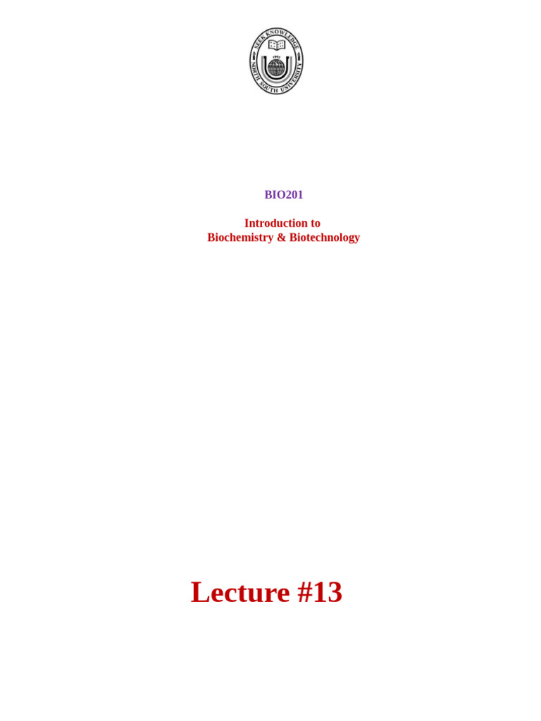 Lecture 13 Bio201-Malm | PDF | Citric Acid Cycle | Chemistry